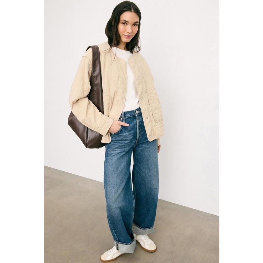 BOSS Cream Paneled Quilted Jacket Size 2 As-is Condition